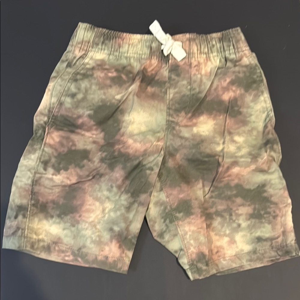 Lands' End Kids Tie-Dye Shorts - Green and Brown Boys Size 8